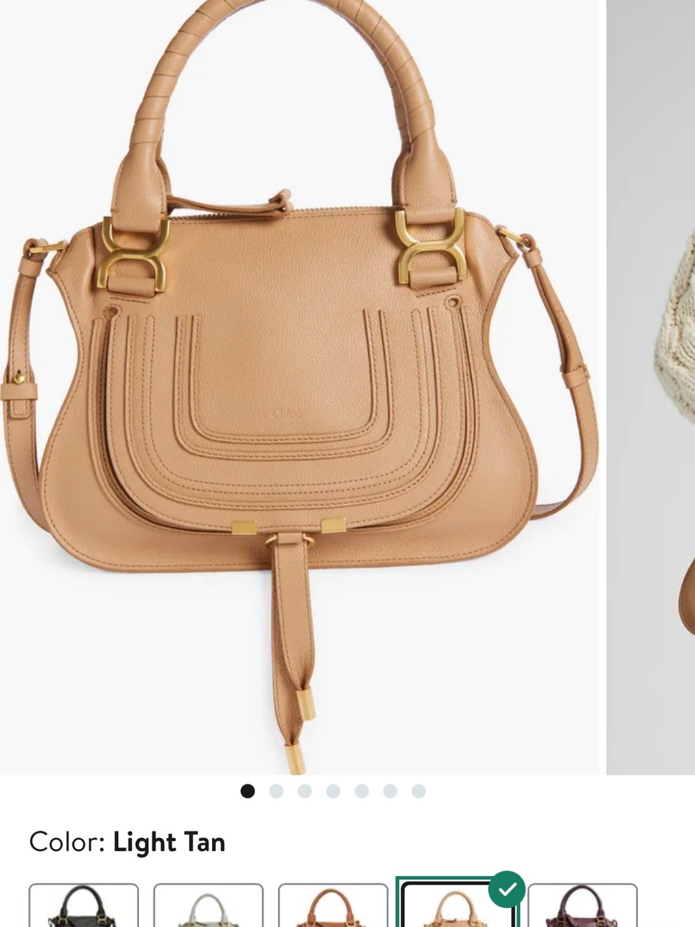 Chloe Beige/Tan Leather Shoulder Bag with Rolled Handles